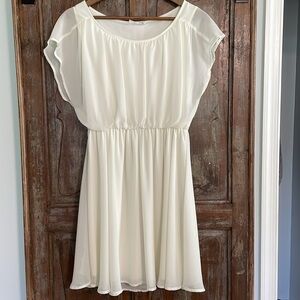 Lush Boutique Chiffon Cream Dress Size L